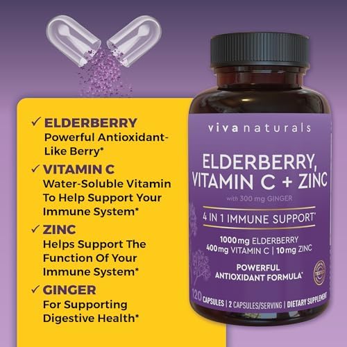 Viva Naturals elderberry extract bottle for daily immunity