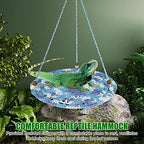 Bearded dragon resting on cotton hanging swing bed