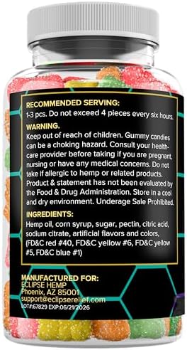 Eclipse Hemp wellness supplement bottle nutrition facts panel