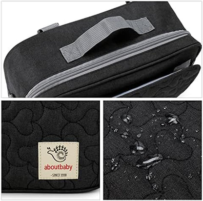 Detailed close up of black flower fabric on Momigo baby stroller bag