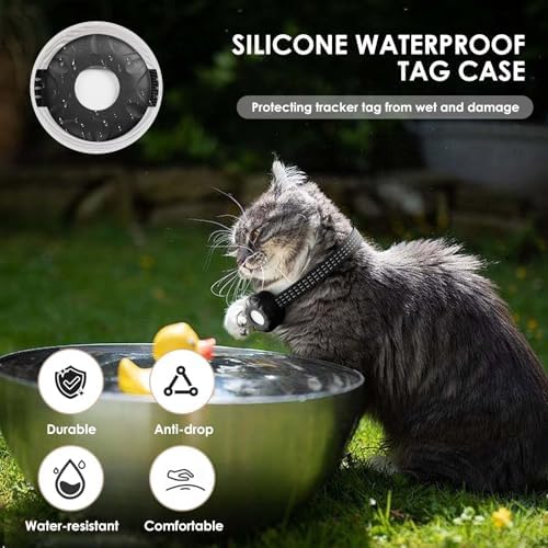 The complete ZFSJTAG tracking kit displaying the white pet finder device properly inserted into the black collar housing.