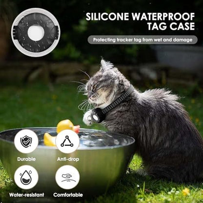 The complete ZFSJTAG tracking kit displaying the white pet finder device properly inserted into the black collar housing.
