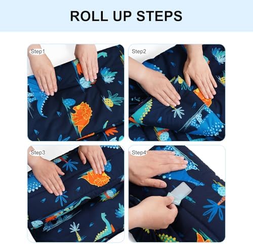 David's Kids toddler slumber bag fully opened to display the attached forty-one inch by thirty-four inch comforter.