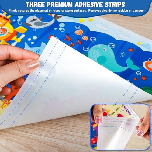 DINSUMRUG portable travel friendly sticky placemats for kids close up view