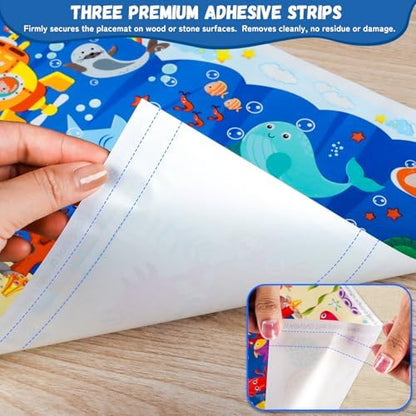 DINSUMRUG portable travel friendly sticky placemats for kids close up view