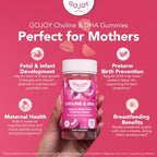 Close-up view of strawberry-flavored vegan prenatal gummies