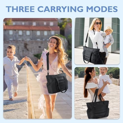 Mommore Diaper Bag Tote side profile showing large capacity pockets