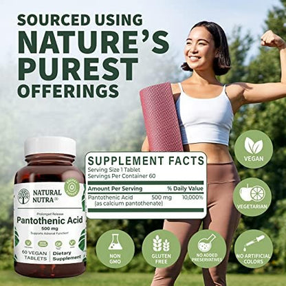Natural Nutra Pantothenic Acid vegetarian and gluten-free seal