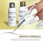 Swatches of Jodsone metallic gold and silver nail art gel