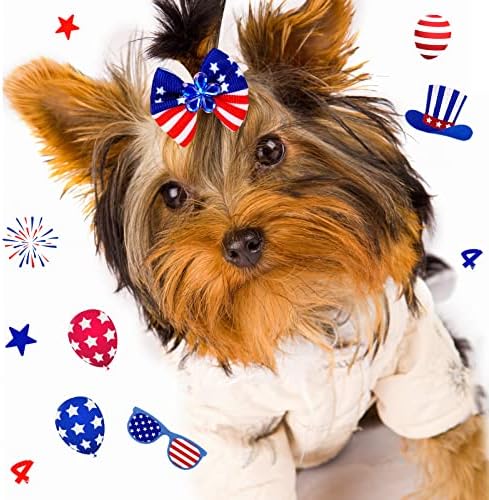Small dog breed hairstyle using patriotic hair bows