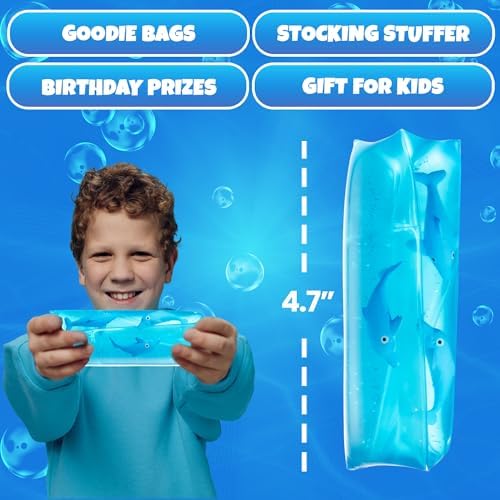 Tactile water tube fidget toy being squeezed to demonstrate the slippery movement