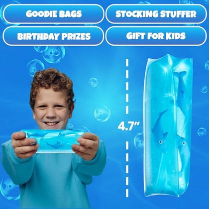 Tactile water tube fidget toy being squeezed to demonstrate the slippery movement