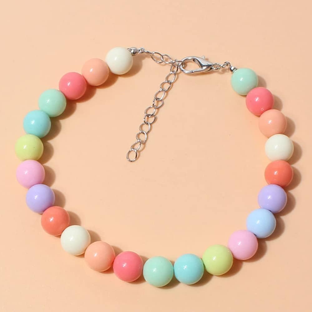 RayMinsino cute decorative dog dress up clothing accessory featuring vibrant pink and blue candy pearls