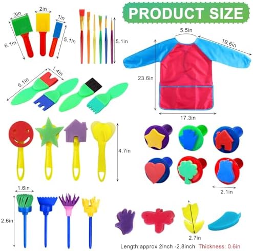 Waterproof long sleeved kids art smock apron with front pockets included in the YZNlife set