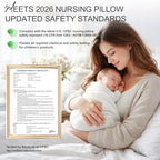 Grey memory foam breastfeeding pillow with storage pocket