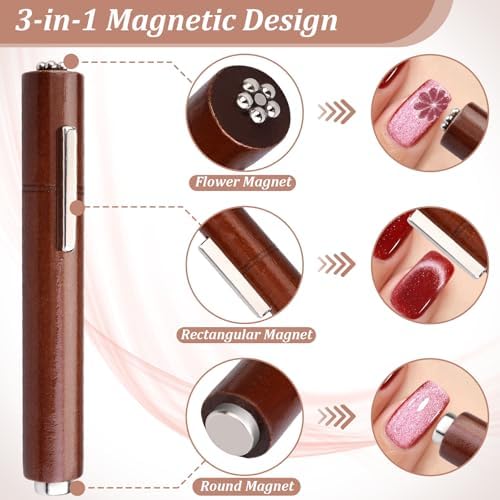 Close up of heart shape magnet tip on wooden handle tool