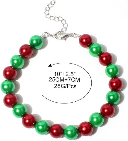 RayMinsino resin pearl jewelry close up highlighting the alternating colored faux pearls for cats and puppies.