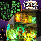 Detailed view of magic potion recipe book and color pigments