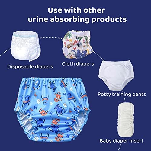 BISENKID 6 count reusable rubber training pants premium waterproof fabric lining detail