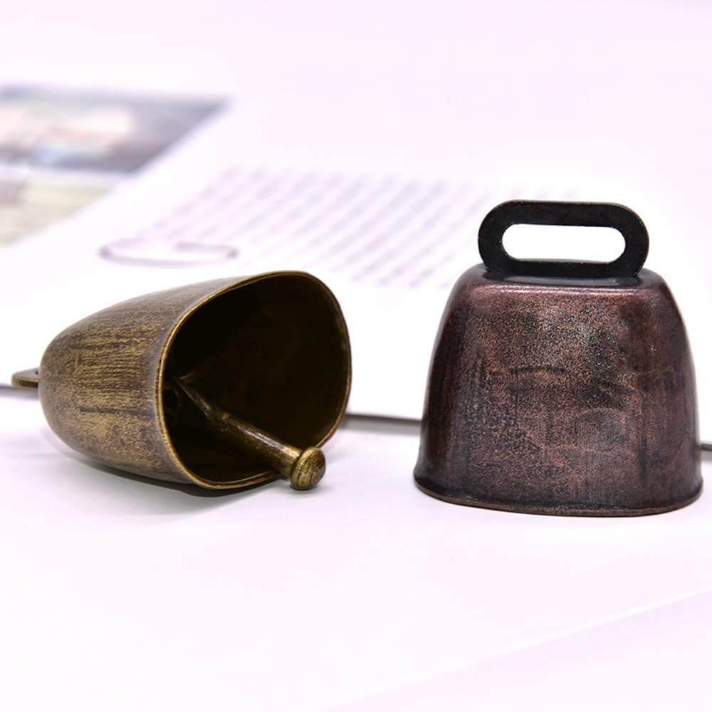 Set of five loud bronze grazing bells suitable for small pets, goats, sheep, and festive decorations.