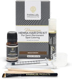 Parallel Products henna hair dye kit components including mixing dish and application brush