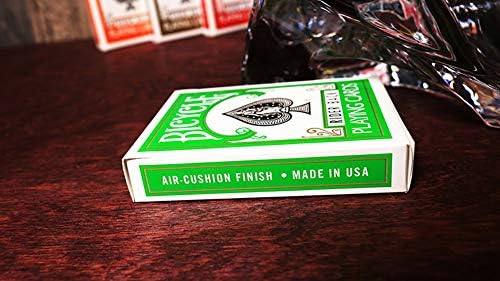 Bicycle Rider Back Green playing cards spread out smoothly to demonstrate the premium air-cushion finish.