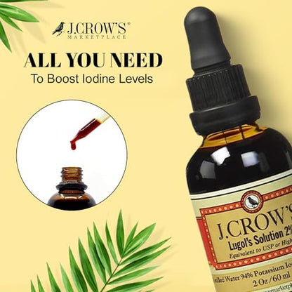 J. Crow's Lugol's iodine solution ingredients and labels