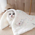 Imported winter pet blanket double-sided plush cover front view over living room couch