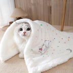 Imported winter pet blanket double-sided plush cover front view over living room couch