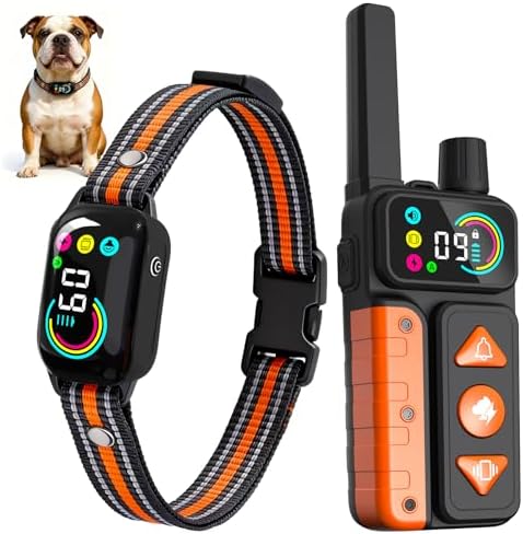 Tallentrol electronic training collar receiver with adjustable orange striped nylon strap.