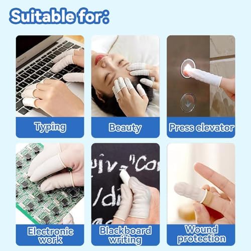 Close up of 280 pieces package of small size protective latex cots