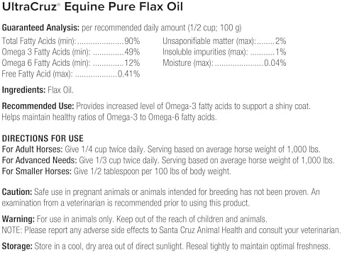 UltraCruz Equine Pure Flax Oil packaged jug