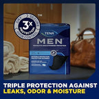 Tena Men light absorbency pads pack side panel showing instructions for use