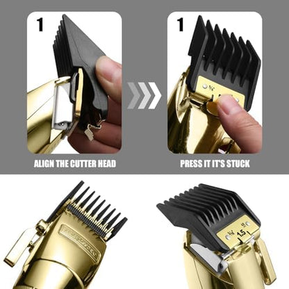 Wusuker clipper guards packed neatly inside the included transparent workstation storage organizer tray