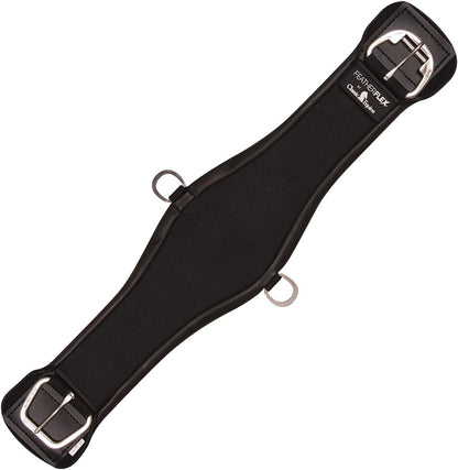 Close up view of the rust-resistant stainless steel hardware buckles on the Classic Equine western cinch