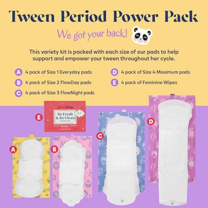 Compact RedDrop period kit for school and travel for young girls