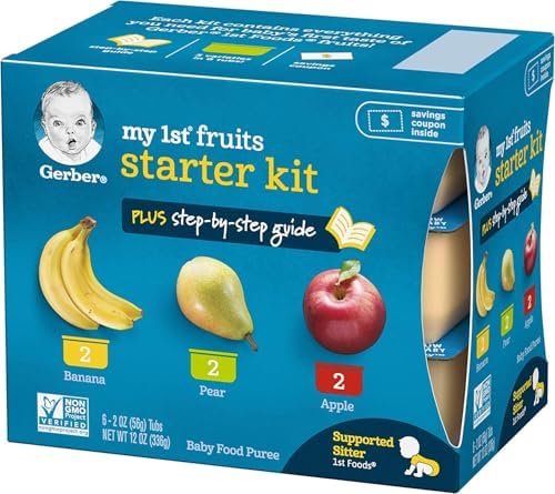 Six count Gerber baby food variety pack packaging