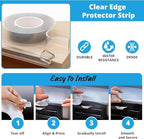 Installation of transparent furniture bumper on wooden table