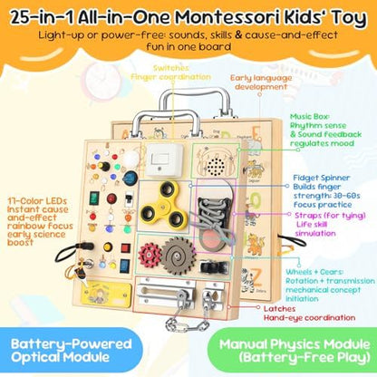 Full layout of the 25 in 1 electronic early development board highlighting all interactive elements.