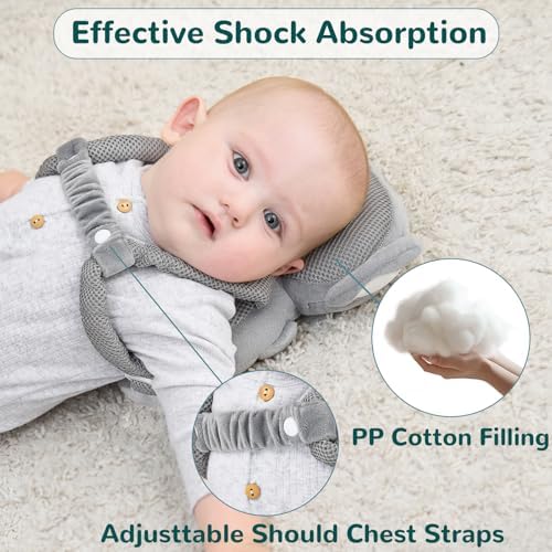 Side profile of infant safety head cushion for crawling