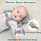 Side profile of infant safety head cushion for crawling