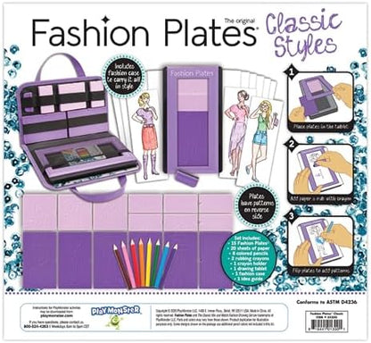 Colored artist pencils and rubbing crayons included in the PlayMonster classic styles fashion kit.