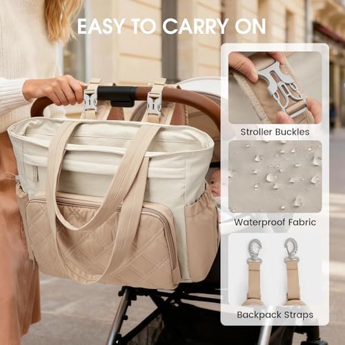 G4Free convertible diaper bag attached to stroller with pram hooks