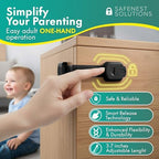 Safenest adhesive cabinet lock installed on refrigerator door