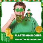 LOJAYUVE green and gold St Patricks Day plastic coins for holiday crafts
