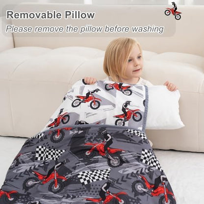 Viviland preschool slumber bag with the removable pillow insert partially detached from its slot