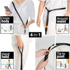 Black adjustable dog leash with metal hardware detail