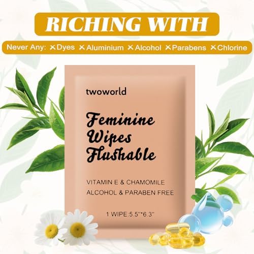 Close up of the pH balanced feminine hygiene wipes packaging for travel use.