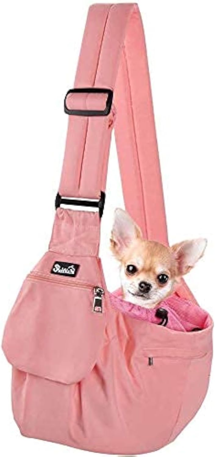 SlowTon Dog Carrier Sling - Hard Bottom Support Dog Carriers for Small Dogs with Adjustable Padded Shoudler Strap, Dog Purse for Puppy Cat Pet with Drawstring Opening Storage Zipper Pockets (Grey) - Image 9