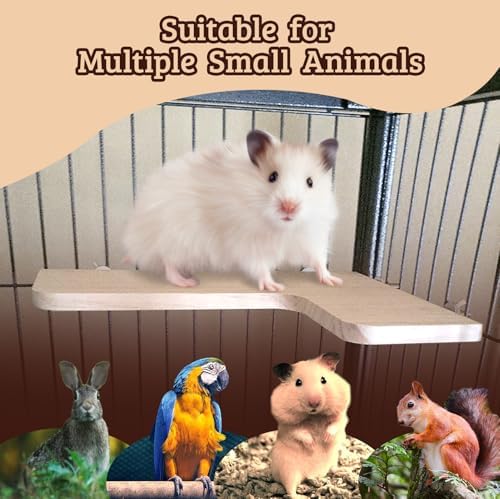 Chinchilla Cage Accessories Hamster Accessories, Chinchilla Toys Wood Platform Dwarf Hamster Cage Board, Chinchilla Cage Sturdy Standing and Jumping Wooden Board for Parrot Cage Rat Cage (Board) - Image 3